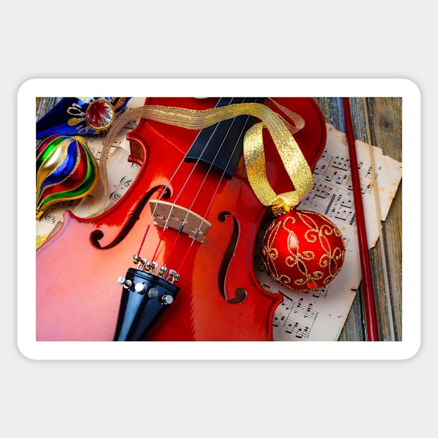 Red Ornament And Violin Sticker by photogarry